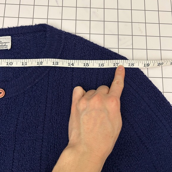 VTG Sweater Women's S/M Cardigan Navy Blue Button Up Long Sleeve Cozy Grannycore - Picture 9 of 11